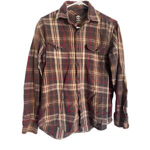 Timberland Mens Collared Plaid Flannel Long Sleeve Buttons Up Shirt Size M